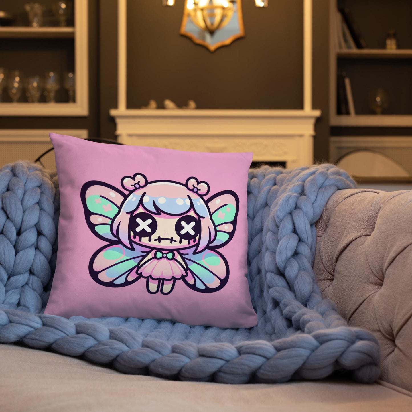 Pastel Goth Weirdcore Fairy Throw Pillow Creepy Cute Ragdoll Fairy Grunge Room Decor Decorative Pillow