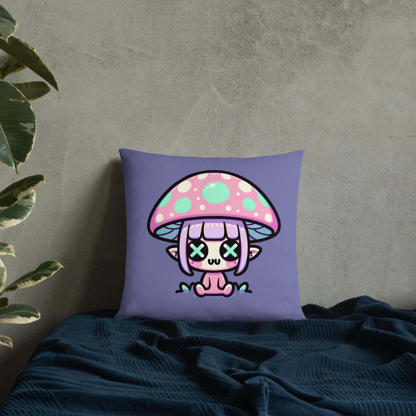 Creepy Cute Weirdcore Mushroom Elf Throw Pillow Grunge Room Decor Pastel Goth Decorative Pillow