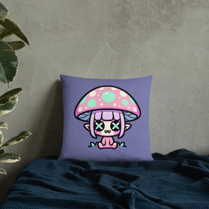 Creepy Cute Weirdcore Mushroom Elf Throw Pillow Grunge Room Decor Pastel Goth Decorative Pillow