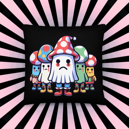 Weirdcore Creepy Cute Mushroom Ghosts Throw Pillow Halloween Goth Grunge Room Decor