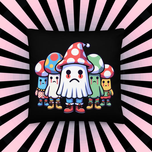 Weirdcore Creepy Cute Mushroom Ghosts Throw Pillow Halloween Goth Grunge Room Decor