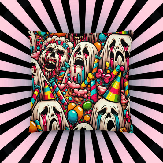 Creepy Screaming Ghosts Decorative Horror Pillow Halloween Weirdcore Candy Goth Throw Pillow