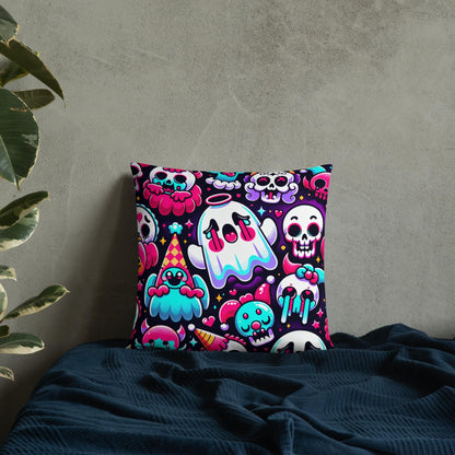 Weirdcore Bubble Goth Ghost Throw Pillow Grunge Decorative Pillow