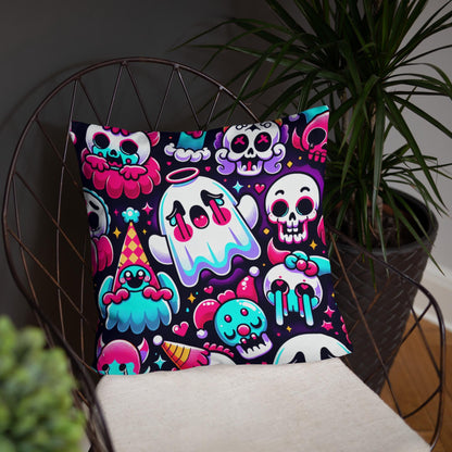 Weirdcore Bubble Goth Ghost Throw Pillow Grunge Decorative Pillow