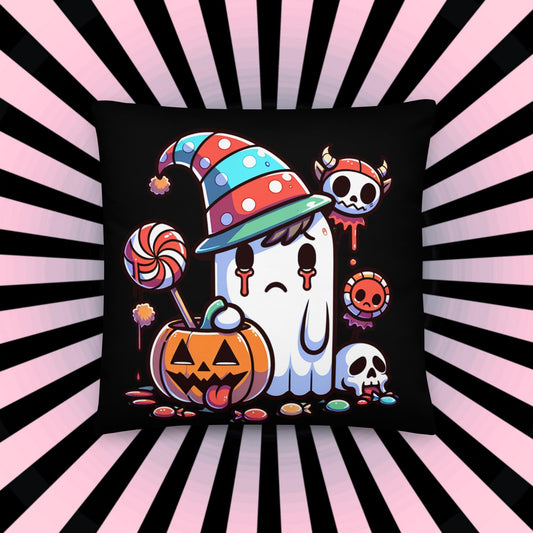 Creepy Weirdcore Bully Trick or Treaters and Ghosts Throw Pillow Two Sided Halloween Ghosts Decorative Pillow