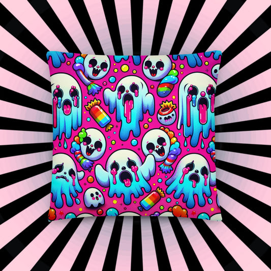 Candy Gore Bubble Goth Ghosts Throw Pillow Neon Grunge Room Decor Decorative Pillow