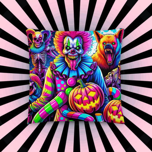 Clowncore Horror Nightmare Throw Pillow Creepy Grunge Room Decor Colorful Decorative Pillow