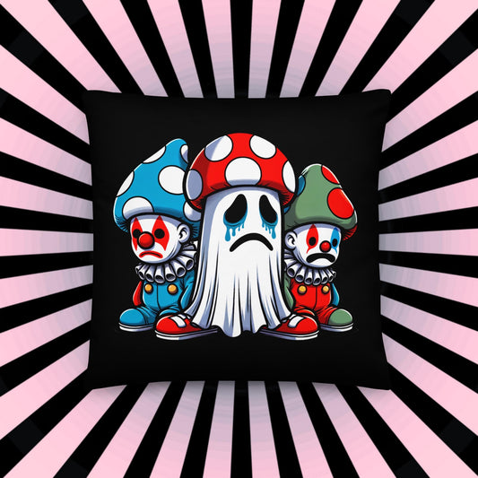 Sad Mushroom People and Ghosts Throw Pillow Grunge Room Decor Sad Ghost Decorative Pillow