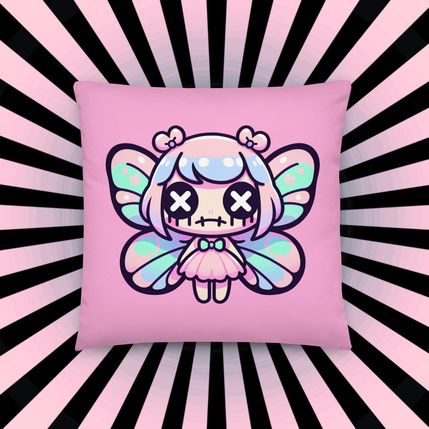 Pastel Goth Weirdcore Fairy Throw Pillow Creepy Cute Ragdoll Fairy Grunge Room Decor Decorative Pillow