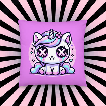 Cute Pastel Unicorn Weirdcore Throw Pillow Goth Grunge Room Decor Kawaii Decorative Pillow
