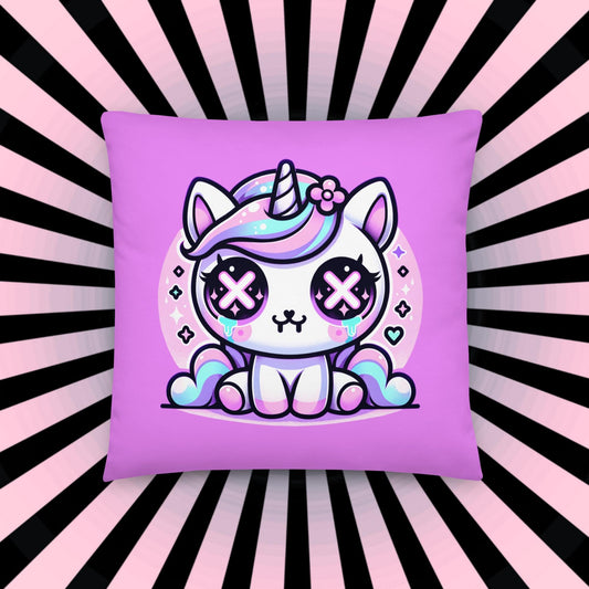 Cute Pastel Unicorn Weirdcore Throw Pillow Goth Grunge Room Decor Kawaii Decorative Pillow