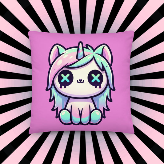 Cute Weirdcore Unicorn Throw Pillow Pastel Goth Room Decor Grunge Decorative Pillow