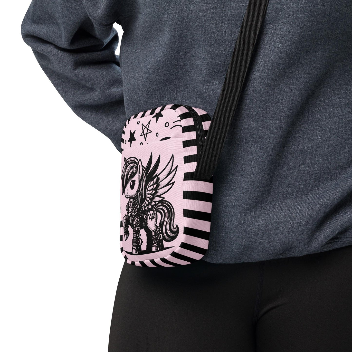 Cute Cyberpunk Unicorn Pegasus Crossbody Bag Weirdcore Pastel Goth Grunge Sling Bag Purse