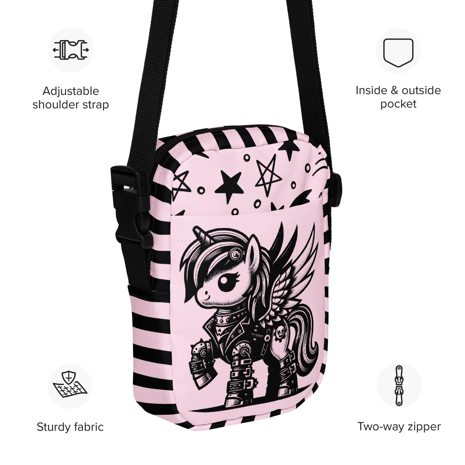 Cute Cyberpunk Unicorn Pegasus Crossbody Bag Weirdcore Pastel Goth Grunge Sling Bag Purse