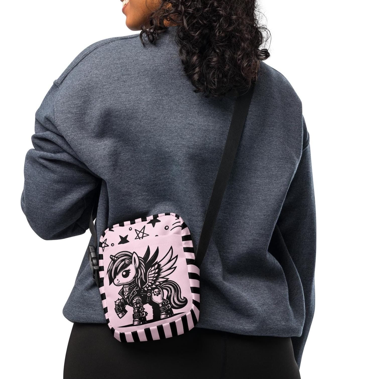 Cute Cyberpunk Unicorn Pegasus Crossbody Bag Weirdcore Pastel Goth Grunge Sling Bag Purse