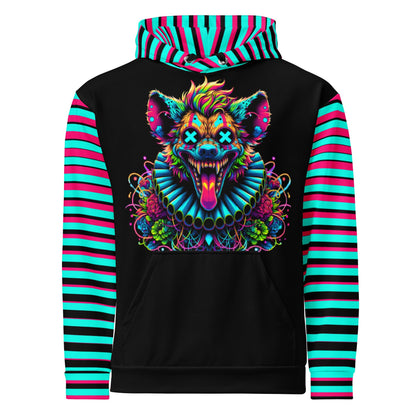 Striped Creepy Neon Goth Weirdcore Hyena Clown Graphic Unisex Hoodie Y2K Clowncore Grunge Shirt