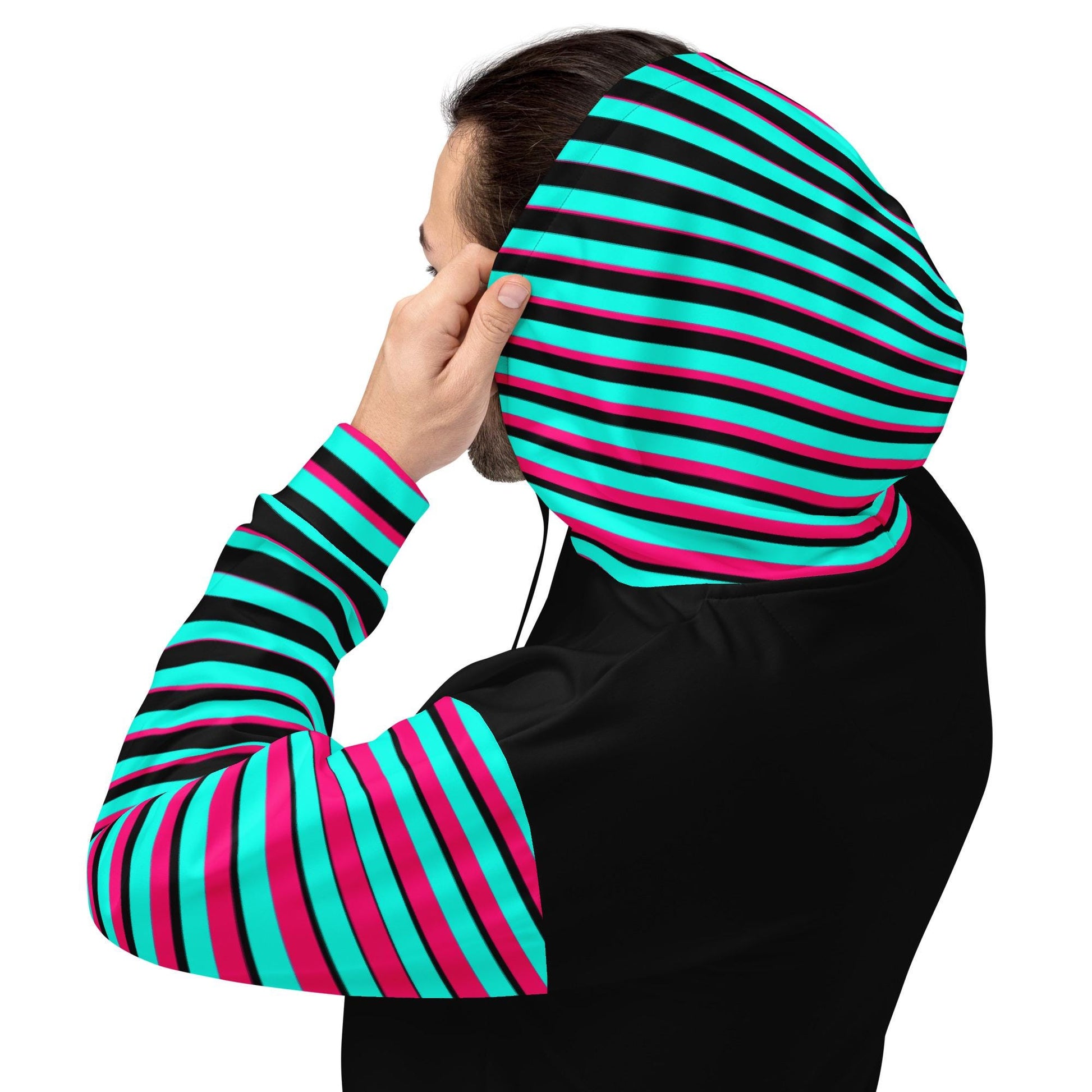 Striped Creepy Neon Goth Weirdcore Hyena Clown Graphic Unisex Hoodie Y2K Clowncore Grunge Shirt