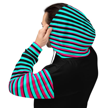 Striped Creepy Neon Goth Weirdcore Hyena Clown Graphic Unisex Hoodie Y2K Clowncore Grunge Shirt