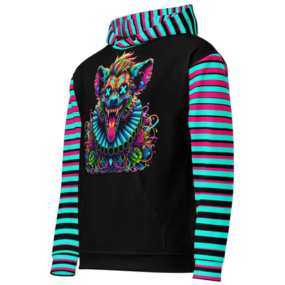 Striped Creepy Neon Goth Weirdcore Hyena Clown Graphic Unisex Hoodie Y2K Clowncore Grunge Shirt