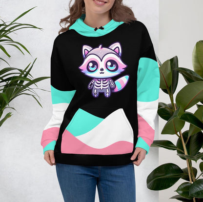 Weirdcore Raccoon Skeleton Graphic Hoodie Pastel Goth Grunge Y2K Unisex Hoodie