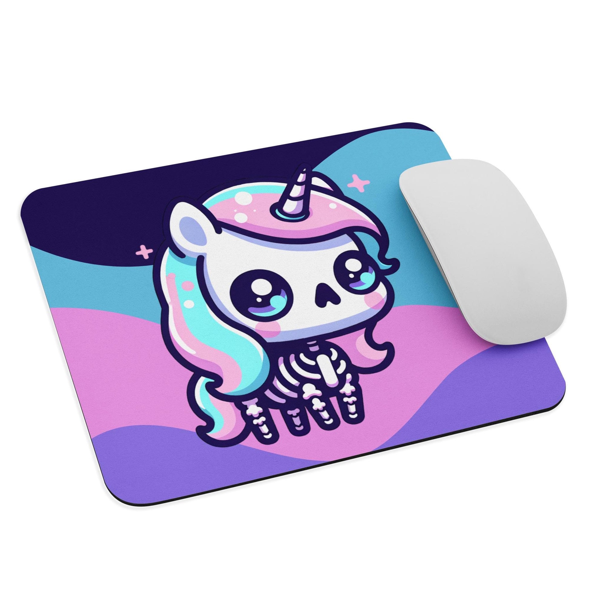 Creepy Cute Pastel Skeleton Unicorn Gaming Dorm Office Desk Mouse Pad Weirdcore Grunge Decor