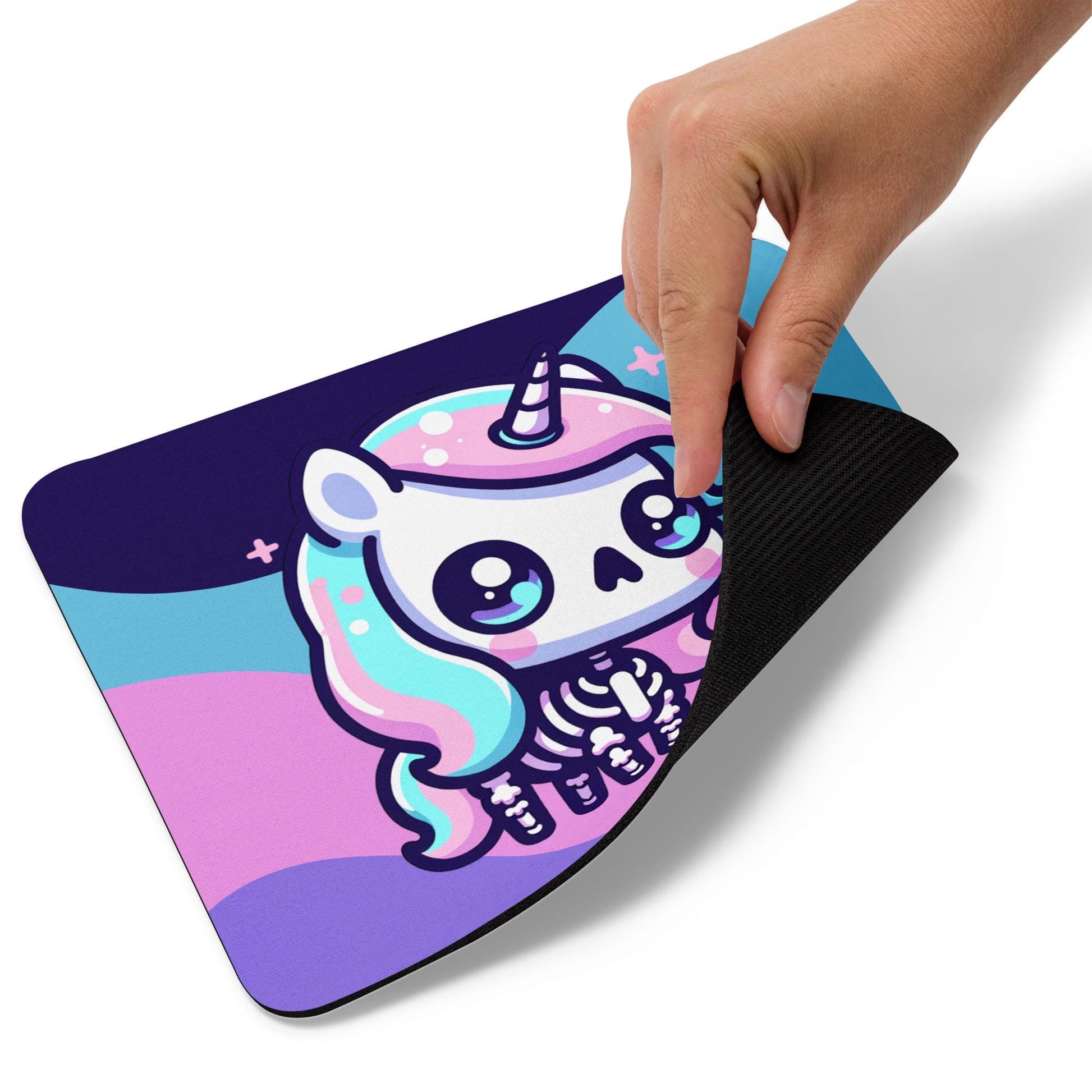 Creepy Cute Pastel Skeleton Unicorn Gaming Dorm Office Desk Mouse Pad Weirdcore Grunge Decor