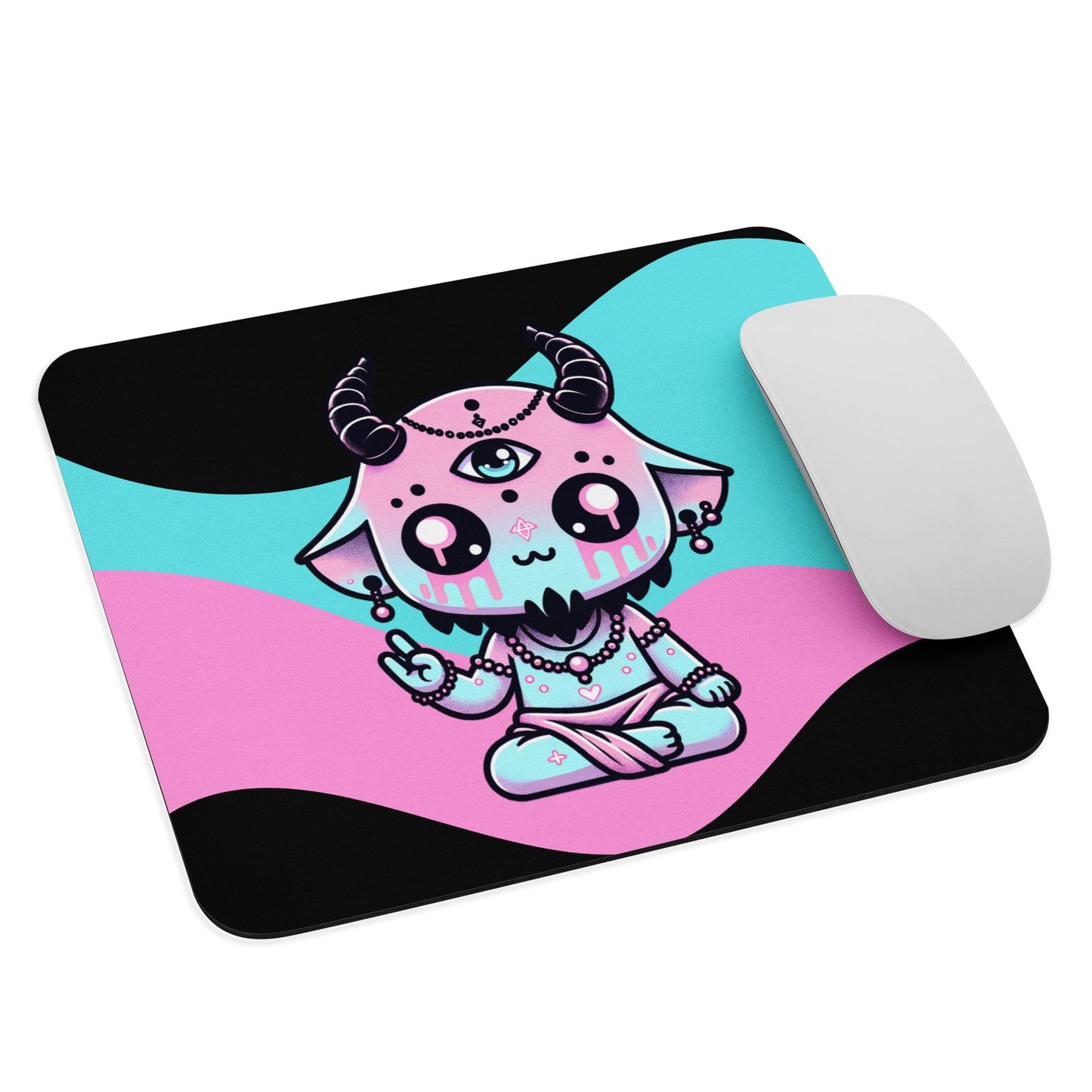 Creepy Cute Pastel Goth Shaman Demon Gothic Gaming Dorm Office Desk Mouse Pad Weirdcore Grunge Decor