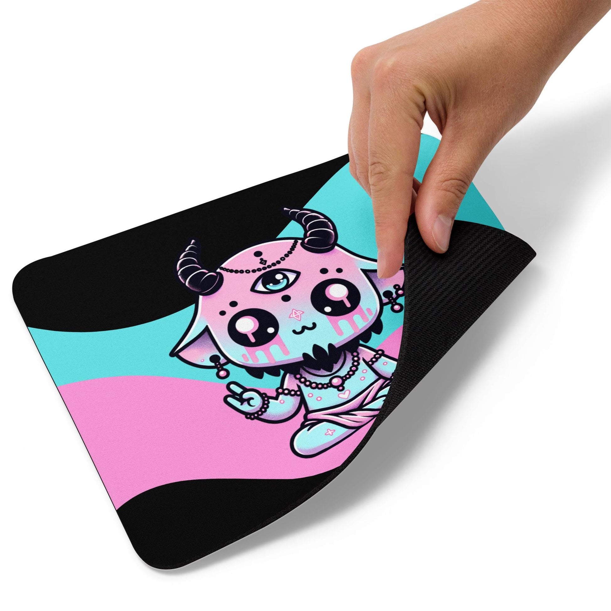 Creepy Cute Pastel Goth Shaman Demon Gothic Gaming Dorm Office Desk Mouse Pad Weirdcore Grunge Decor
