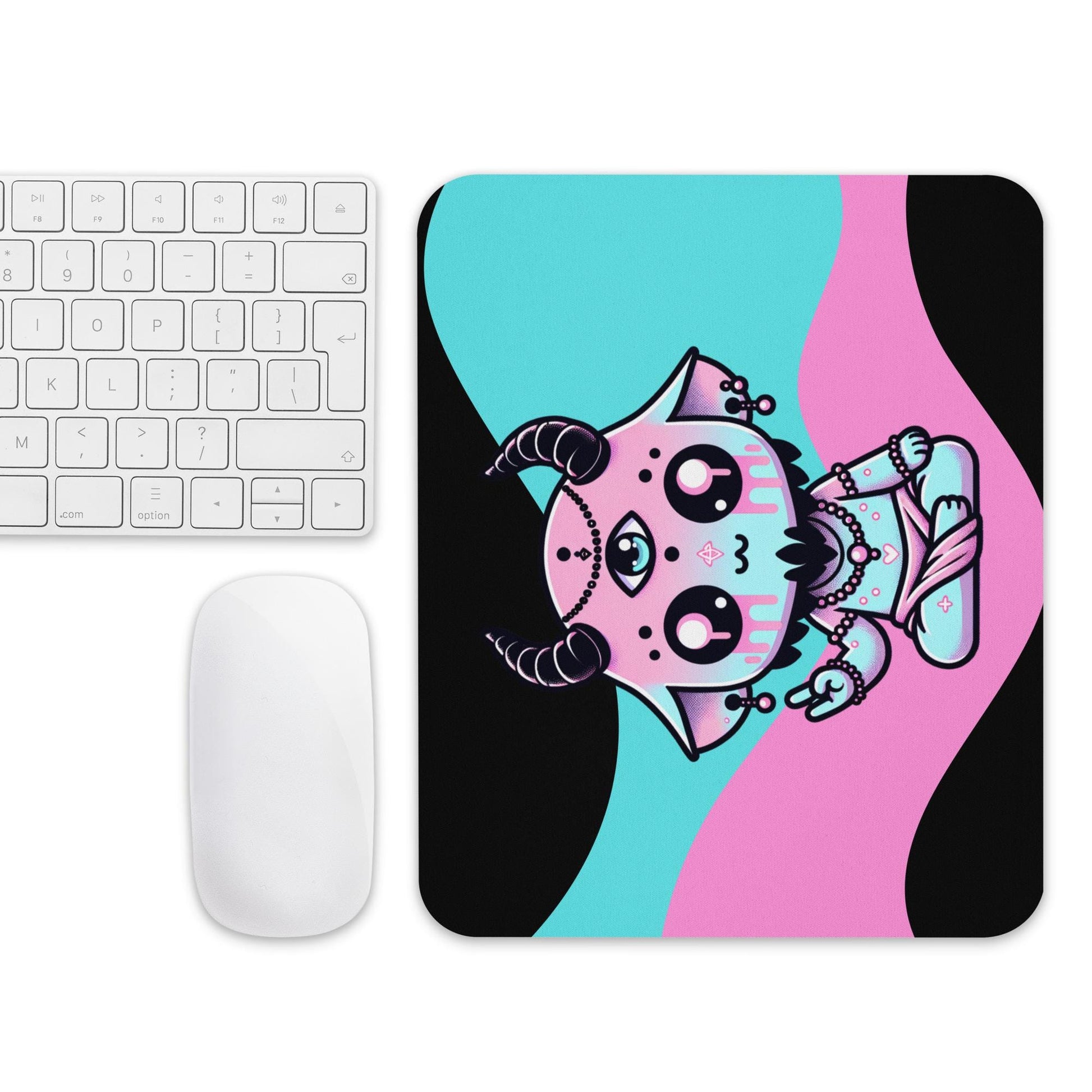 Creepy Cute Pastel Goth Shaman Demon Gothic Gaming Dorm Office Desk Mouse Pad Weirdcore Grunge Decor