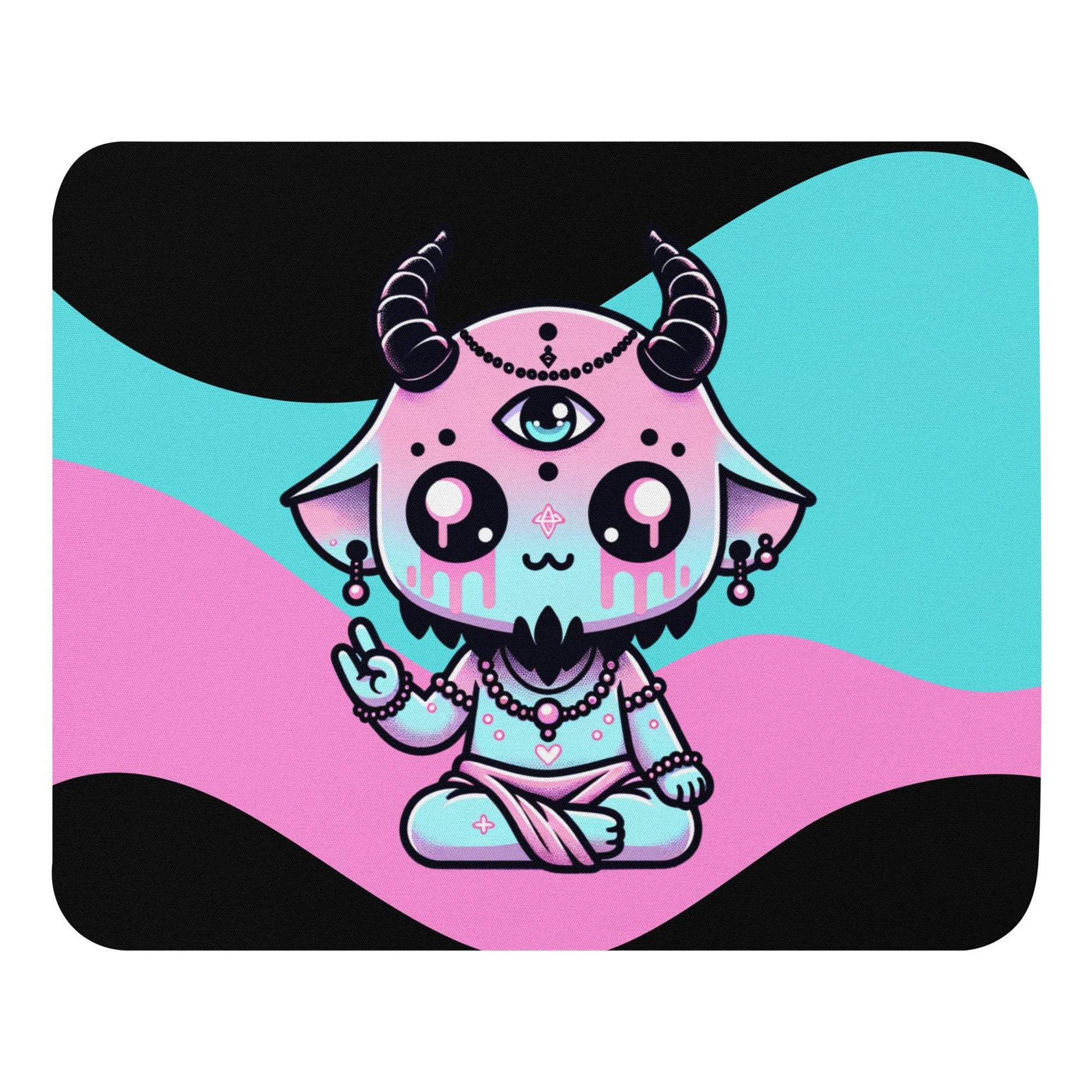 Creepy Cute Pastel Goth Shaman Demon Gothic Gaming Dorm Office Desk Mouse Pad Weirdcore Grunge Decor