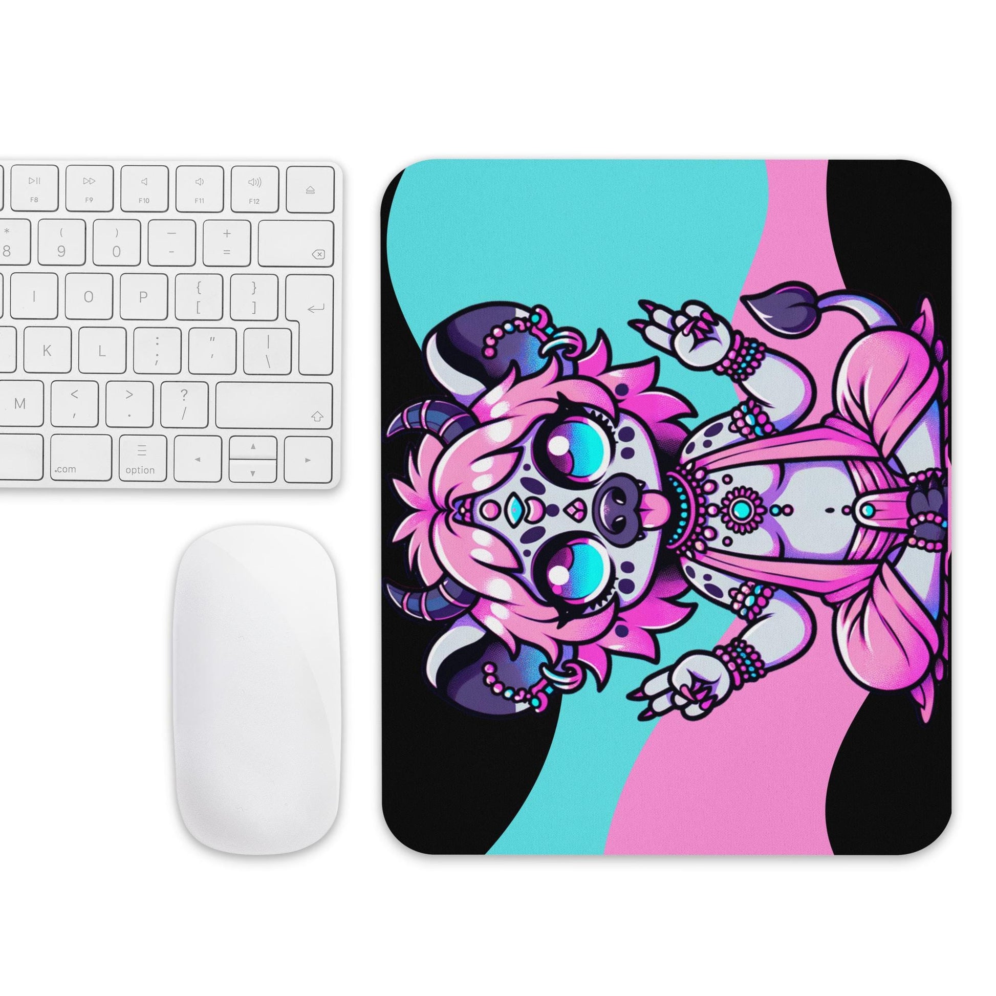 Creepy Cute Pastel Goth Shaman Demon Gothic Animal Gaming Dorm Office Desk Mouse Pad Weirdcore Grunge Decor