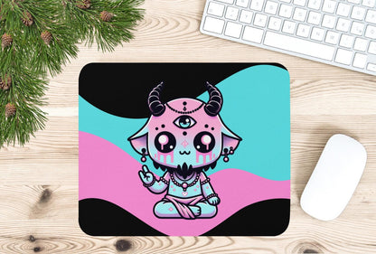 Creepy Cute Pastel Goth Shaman Demon Gothic Gaming Dorm Office Desk Mouse Pad Weirdcore Grunge Decor