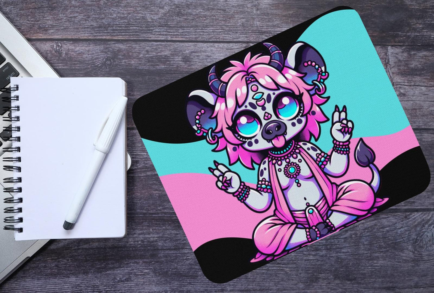 Creepy Cute Pastel Goth Shaman Demon Gothic Animal Gaming Dorm Office Desk Mouse Pad Weirdcore Grunge Decor