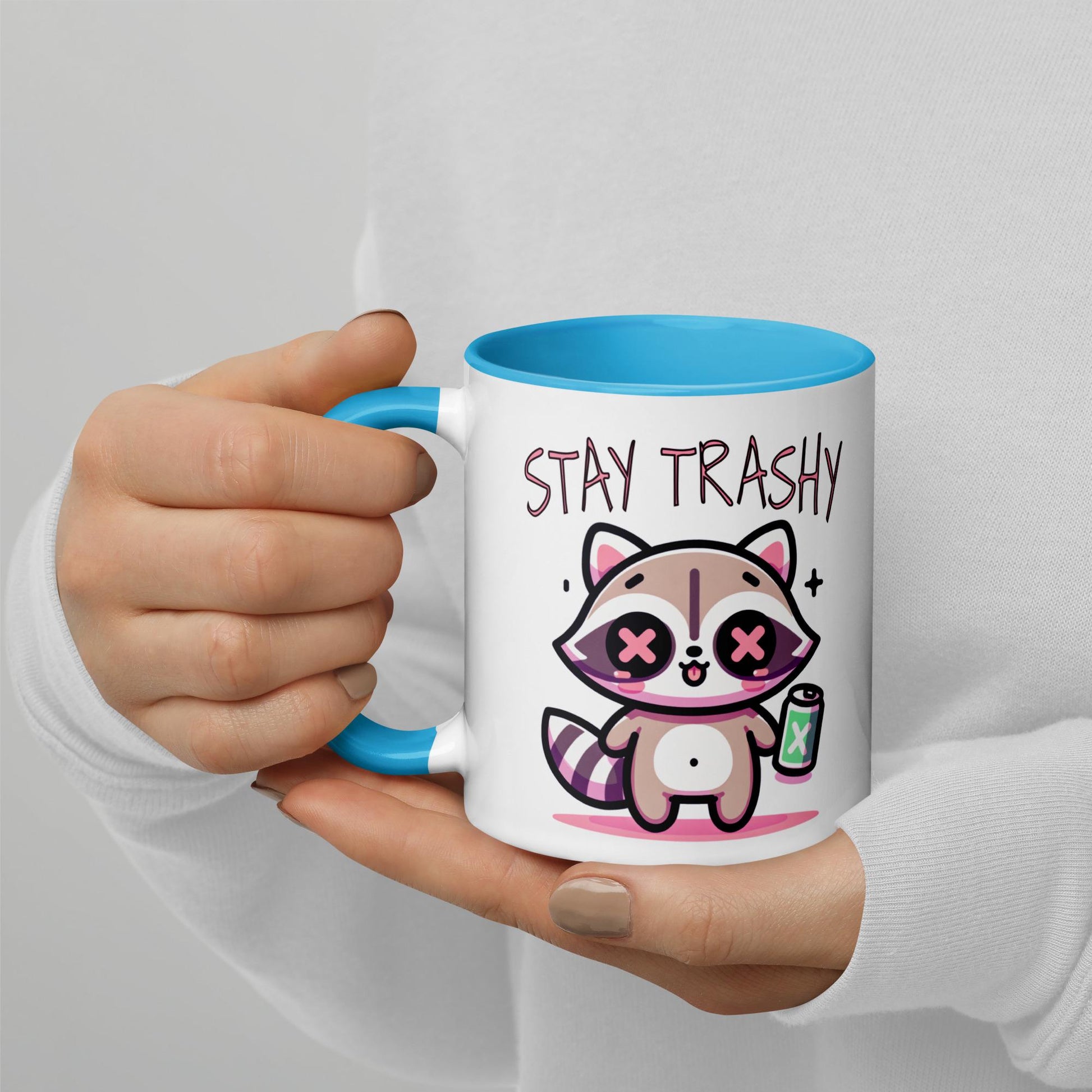 Colorful Weirdcore Mug of Stay Trashy Raccoon Kawaii Anime Cute Trash Panda Microwave and Dishwasher Safe Coffee Tea Mug