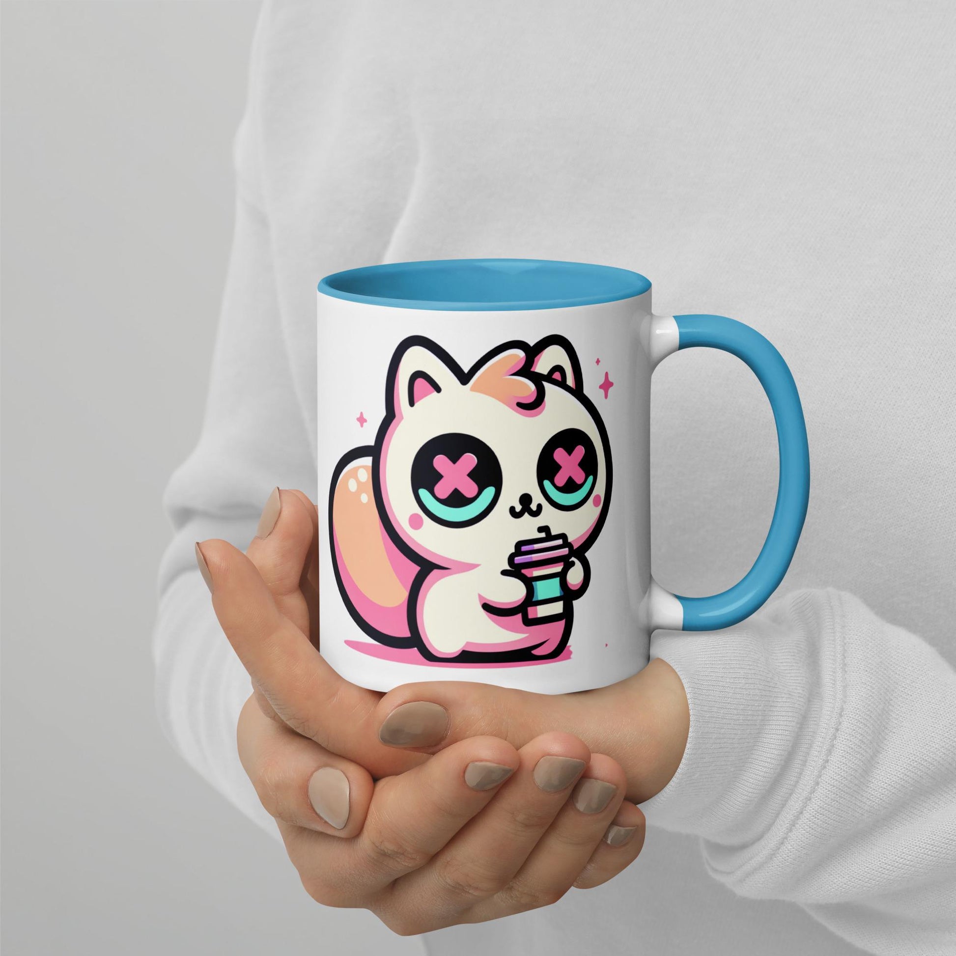 Colorful Weirdcore Mug of Cute Caffeinated Squirrel Y2K Pastel Grunge Kawaii Anime Rodent Microwave and Dishwasher Safe Coffee Tea Mug