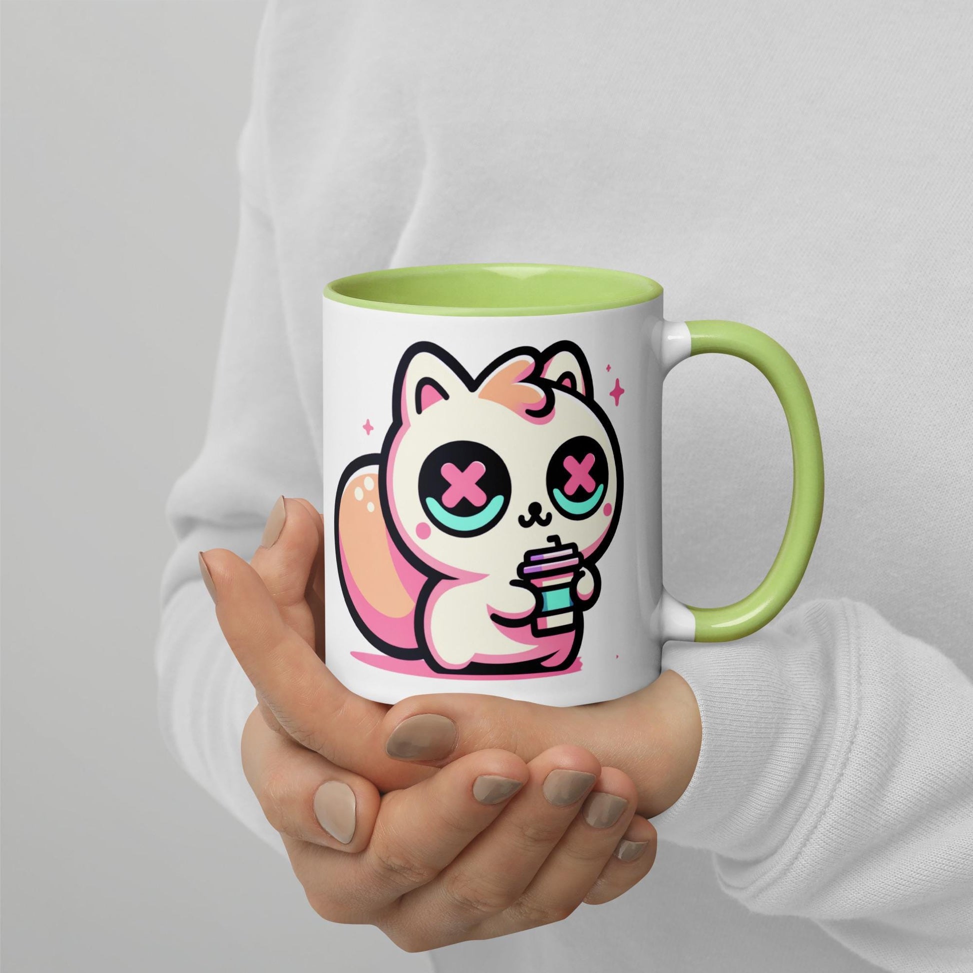 Colorful Weirdcore Mug of Cute Caffeinated Squirrel Y2K Pastel Grunge Kawaii Anime Rodent Microwave and Dishwasher Safe Coffee Tea Mug