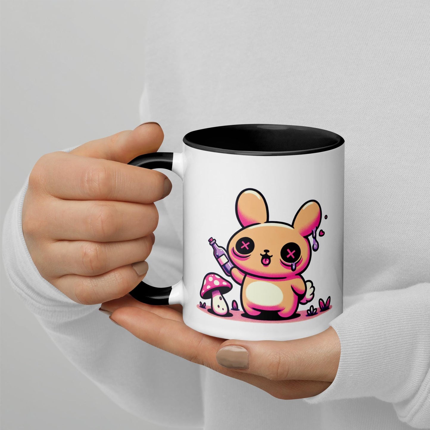 Colorful Weirdcore Mug of Cute Trippy Bunny Kawaii Anime Cute Weird Angry Rabbit Microwave and Dishwasher Safe Coffee Tea Mug