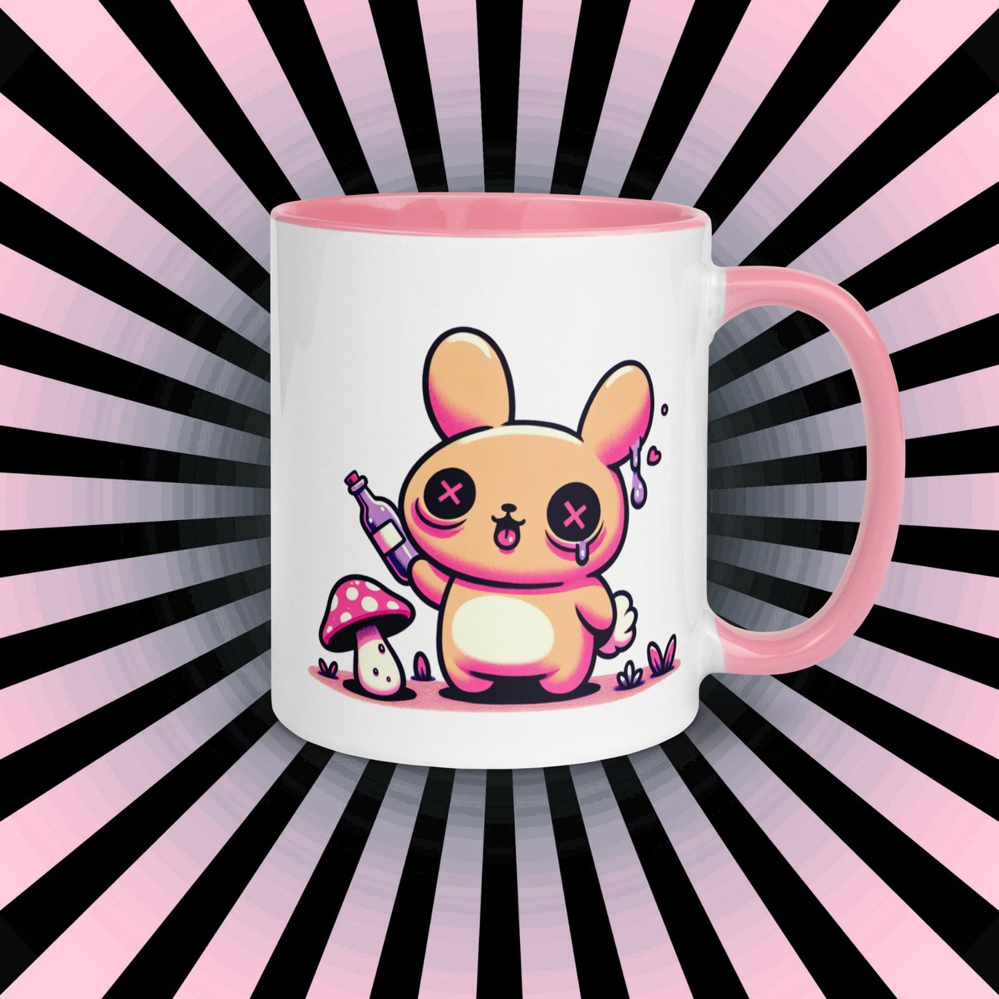 Colorful Weirdcore Mug of Cute Trippy Bunny Kawaii Anime Cute Weird Angry Rabbit Microwave and Dishwasher Safe Coffee Tea Mug