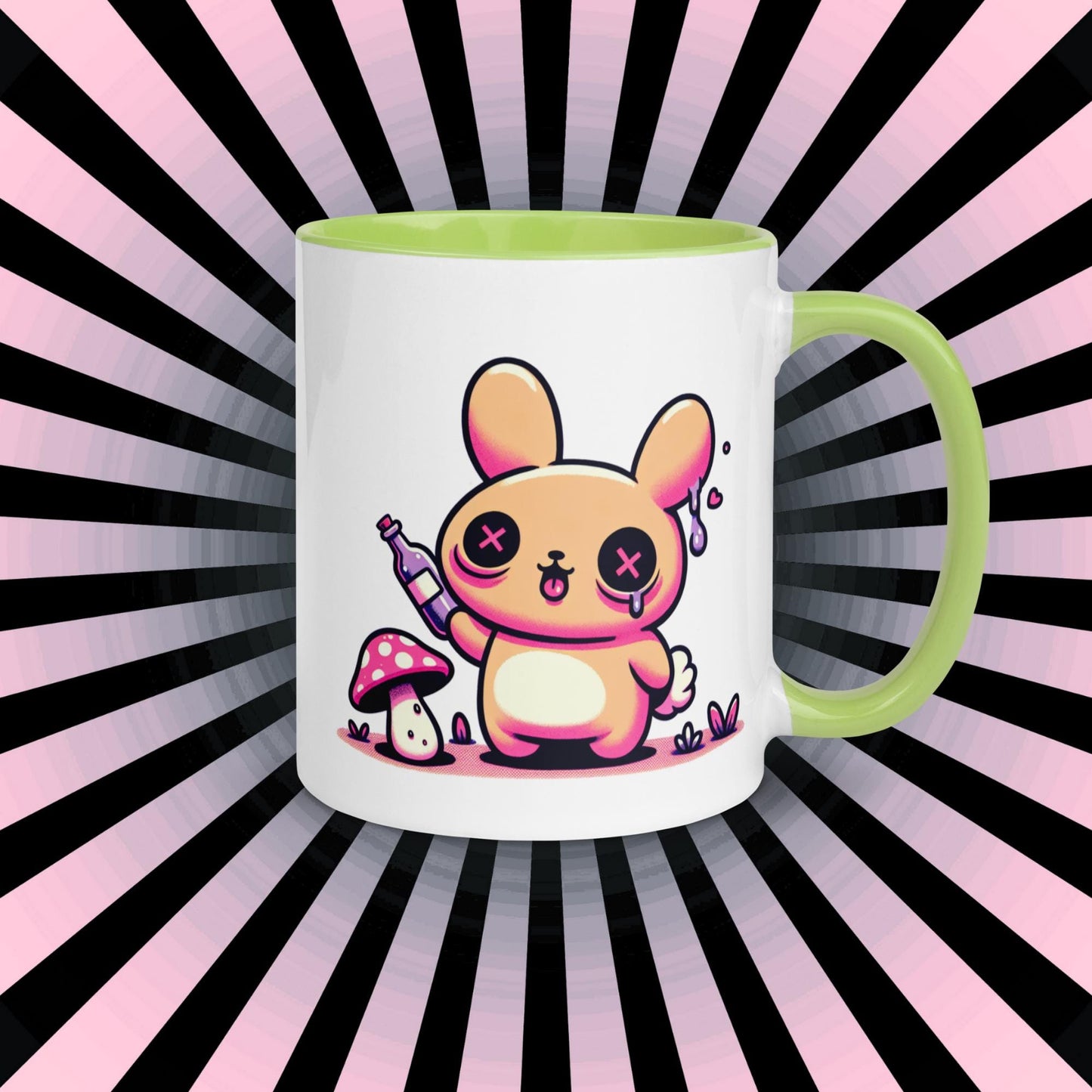 Colorful Weirdcore Mug of Cute Trippy Bunny Kawaii Anime Cute Weird Angry Rabbit Microwave and Dishwasher Safe Coffee Tea Mug