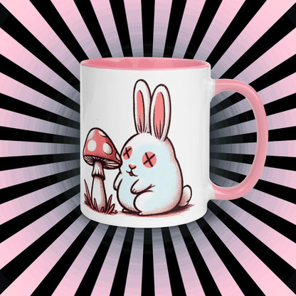 Colorful Weirdcore Mug of Cute Trippy Bunny Kawaii Anime Cute Weird Rabbit and Mushrooms Microwave and Dishwasher Safe Coffee Tea Mug