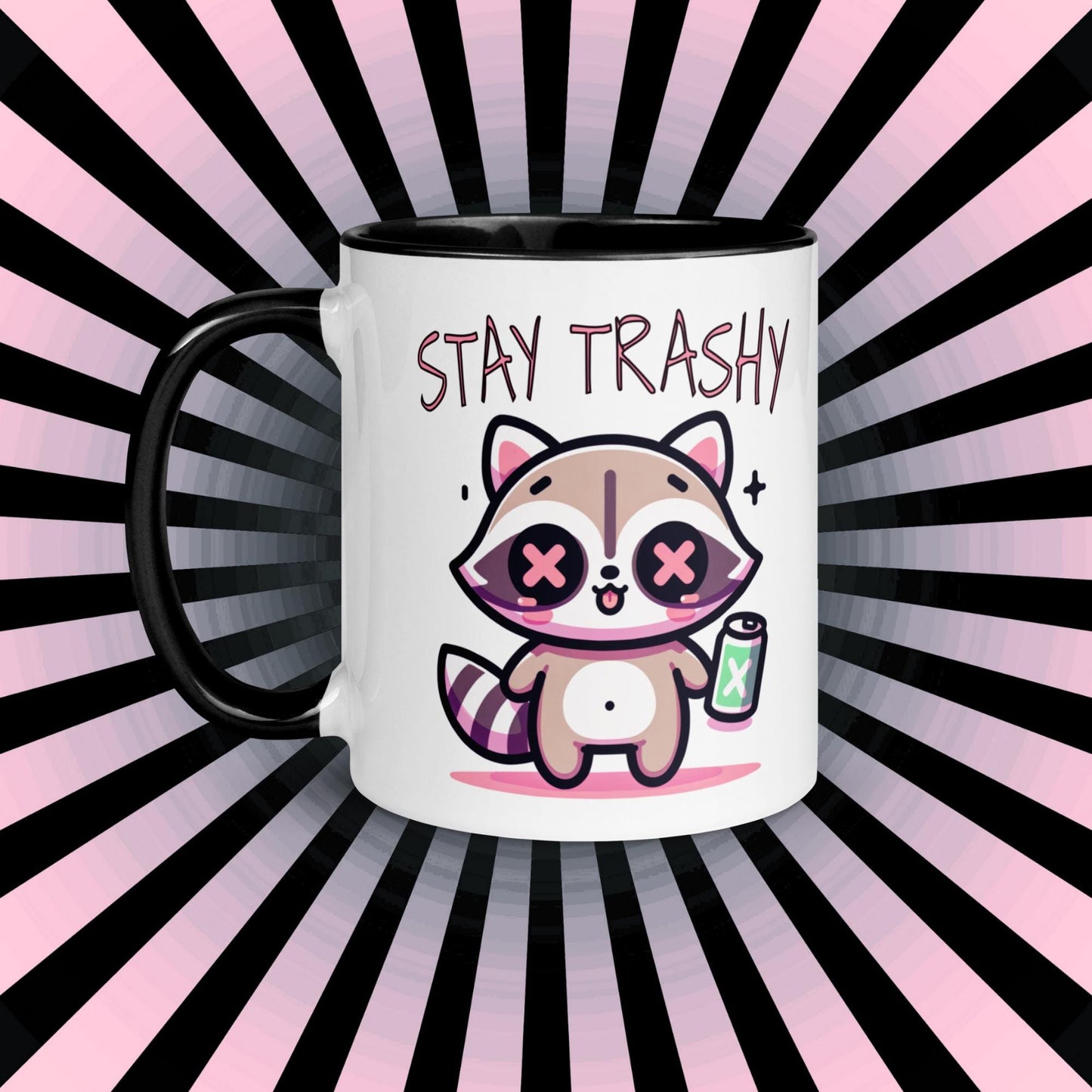 Colorful Weirdcore Mug of Stay Trashy Raccoon Kawaii Anime Cute Trash Panda Microwave and Dishwasher Safe Coffee Tea Mug