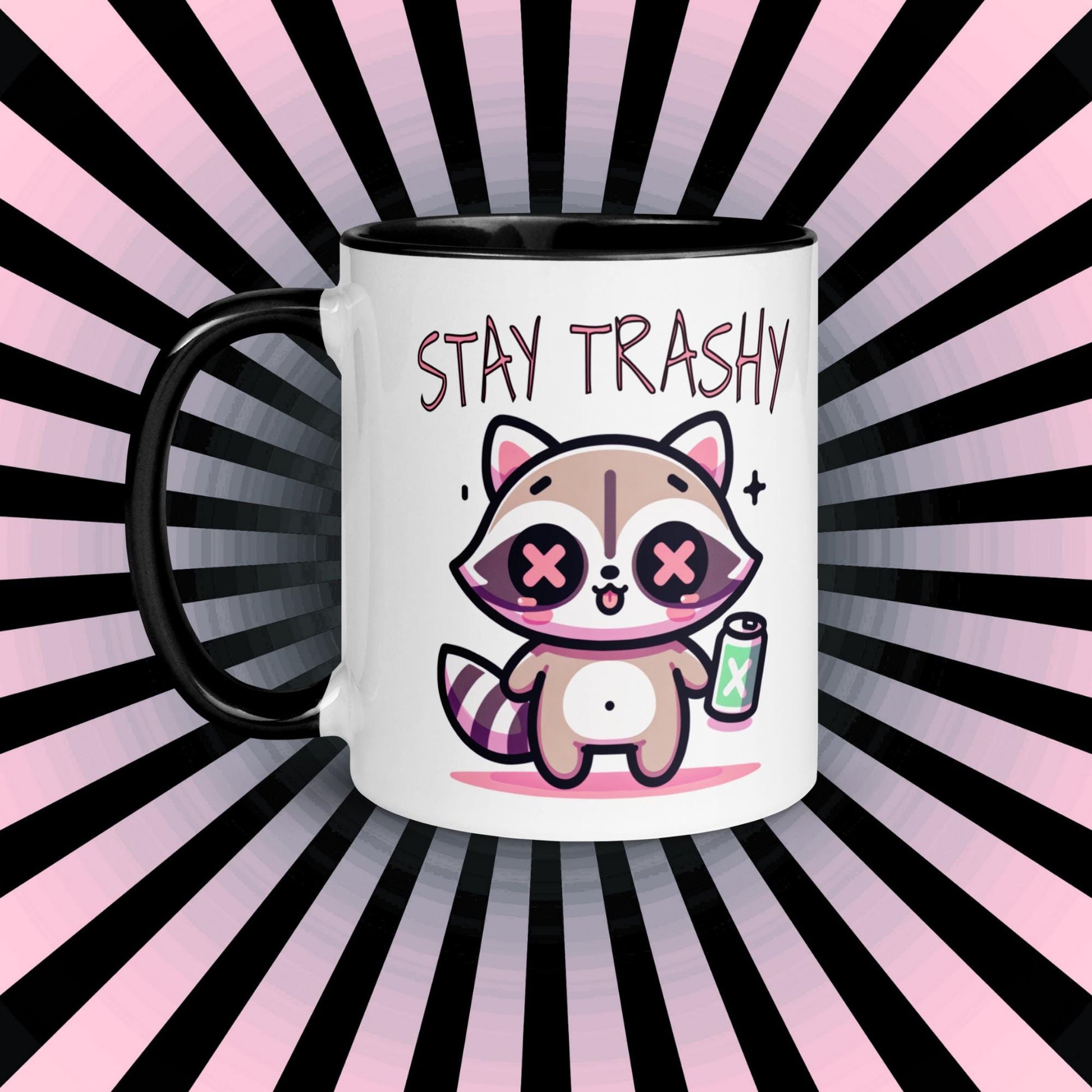 Colorful Weirdcore Mug of Stay Trashy Raccoon Kawaii Anime Cute Trash Panda Microwave and Dishwasher Safe Coffee Tea Mug