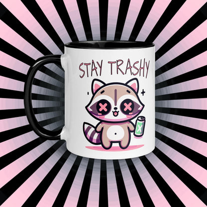 Colorful Weirdcore Mug of Stay Trashy Raccoon Kawaii Anime Cute Trash Panda Microwave and Dishwasher Safe Coffee Tea Mug