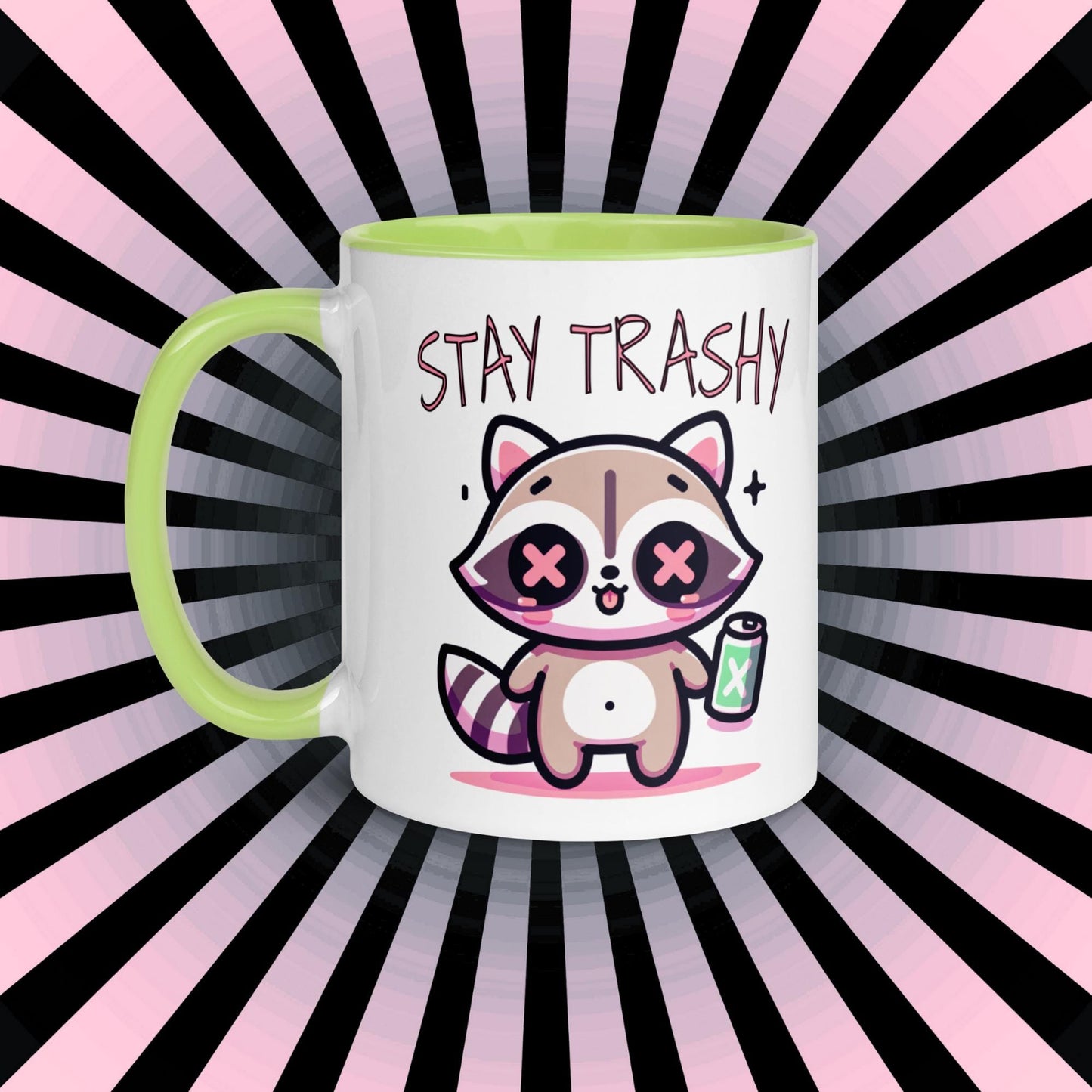 Colorful Weirdcore Mug of Stay Trashy Raccoon Kawaii Anime Cute Trash Panda Microwave and Dishwasher Safe Coffee Tea Mug