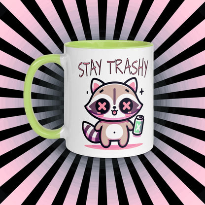 Colorful Weirdcore Mug of Stay Trashy Raccoon Kawaii Anime Cute Trash Panda Microwave and Dishwasher Safe Coffee Tea Mug