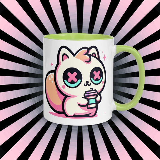Colorful Weirdcore Mug of Cute Caffeinated Squirrel Y2K Pastel Grunge Kawaii Anime Rodent Microwave and Dishwasher Safe Coffee Tea Mug