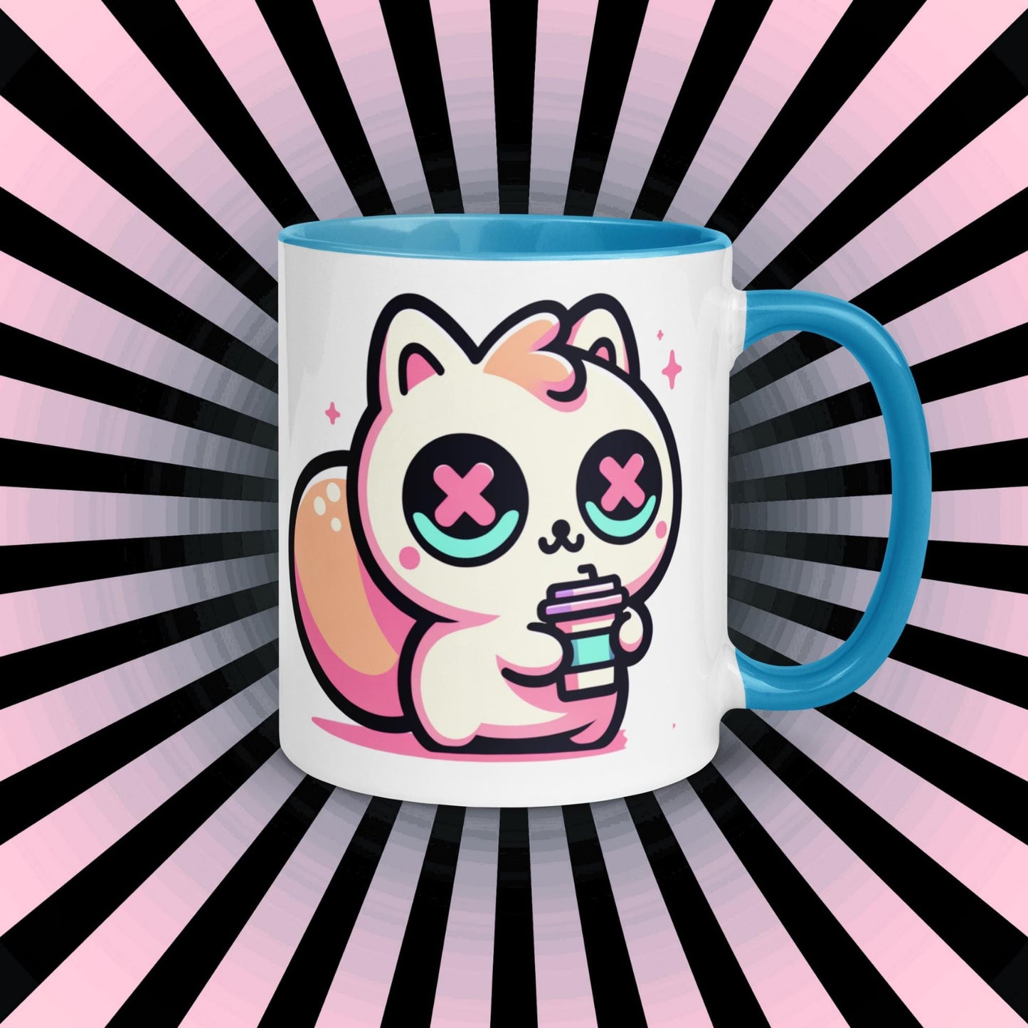 Colorful Weirdcore Mug of Cute Caffeinated Squirrel Y2K Pastel Grunge Kawaii Anime Rodent Microwave and Dishwasher Safe Coffee Tea Mug