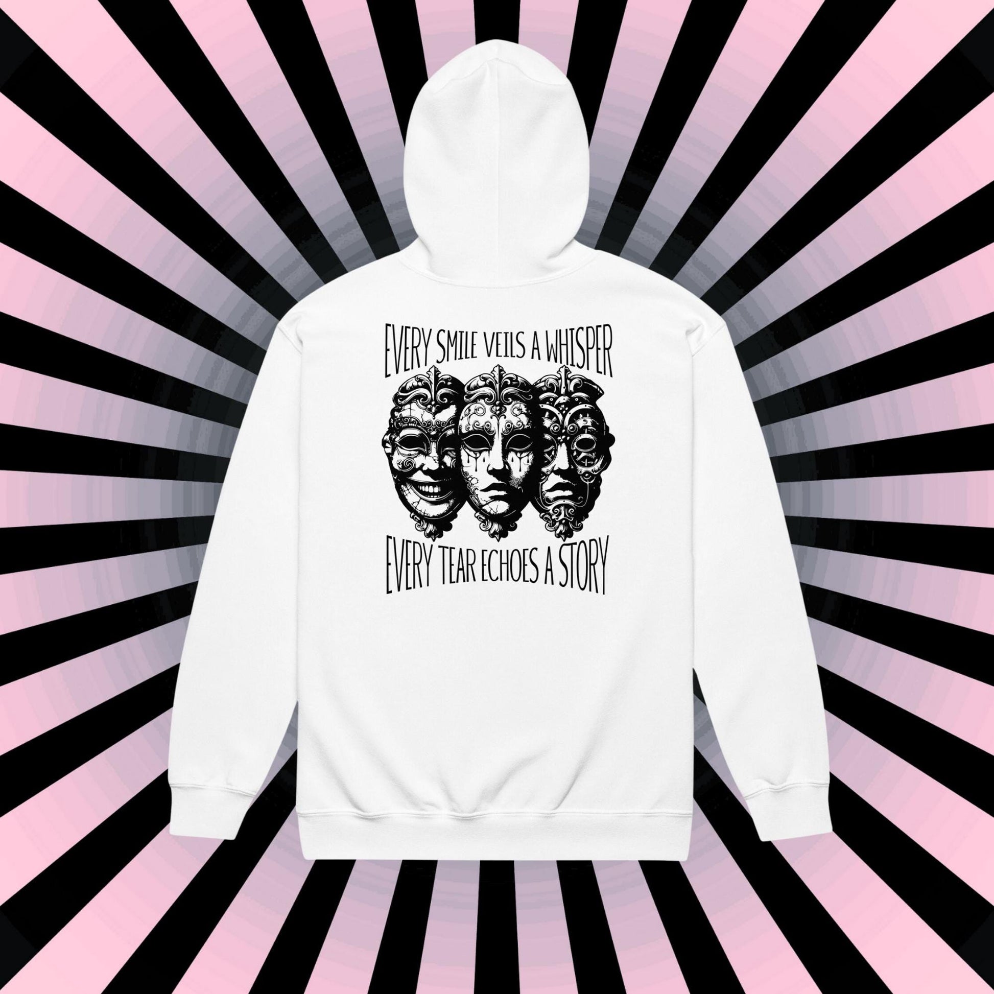 Mental Health Hoodie Dark Aesthetic Smile Tear Depression Sweater Semicolon Custom Zip-Up Hoodie Alt Clothing