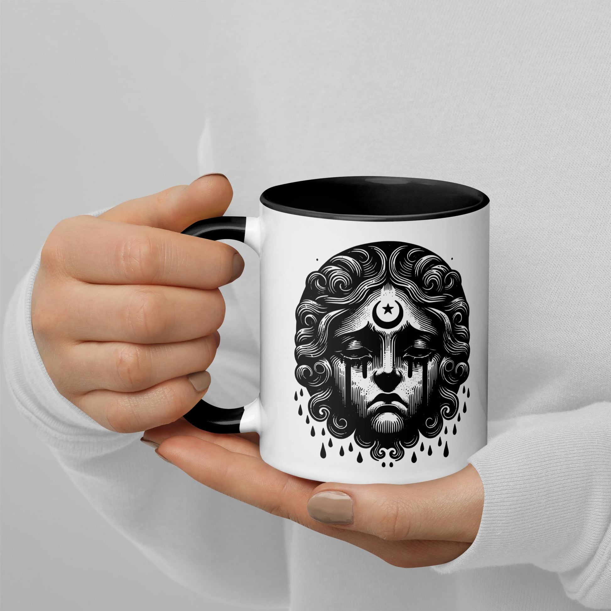 Colorful Mug Gothic Etching Grunge Y2K Goth Crying Cherub Darkcore Microwave and Dishwasher Safe Coffee Tea Mug