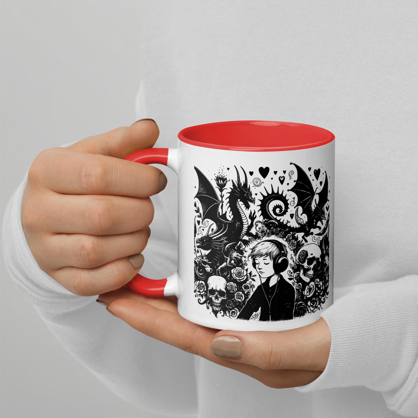 Colorful Mug Gothic Etching Grunge Y2K Goth Kid Drowning out the Demons Darkcore Microwave and Dishwasher Safe Coffee Tea Mug